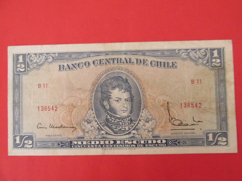 Billete Chile Medio Escudo Firmado Mackenna-ibañez 