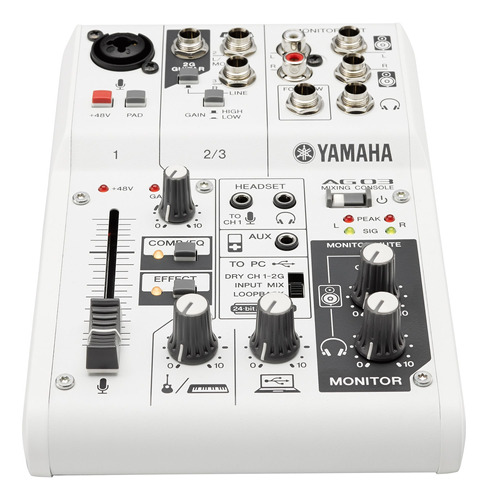 Yamaha Ag03 Mixer 3 Canales Interfase Usb Fx Para Streaming.