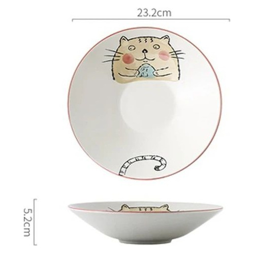 Cuenco Bowl De Cerámica Para Ensalada Ramen Japonesa Kawai