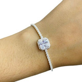 Pulsera Plata 925 Zircon Cubic Cuadrado Mujer Regalo