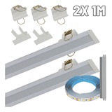 Perfil De Led 30mm Embutir Branco Kit 2x 1m Com Led 3.000k