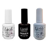 Kit Lirió Primer + Top Coat + Base Em Gel Oferta 