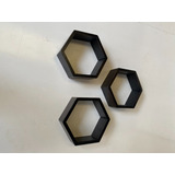 Repisas Flotantes Hexagonales De Madera Grande C/laca Set 3