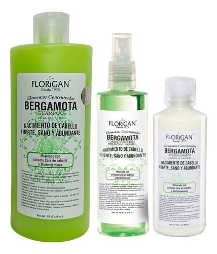 9 Shampoo Bergamota + Acondicionador + 4 Tónicos Florigan®