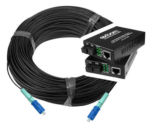 50m Fibra Óptica De 1via Pronta Sc Upc Com Conversores Rj45