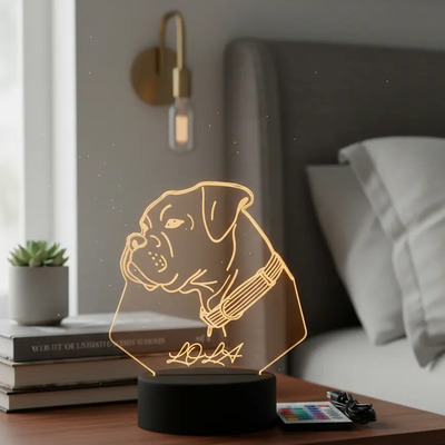 Lampara Led 3d De Tu Mascota | Recuerdo Mascotas Negro Varios