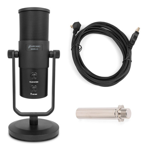 Microfone Condensador Usb Arcano Mark-hi C/ Suporte Mesa Sj