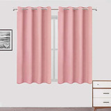 Cortinas Color Rosado, 2 Unidades, 100% Poliester, 52x63¨