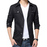 Saco Blazer Estilo Gabardina Slim Fit Casual Formal Elegante