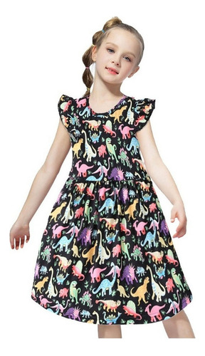 Vestido De Princesa Para Niña Con Estampado De Dinosaurio