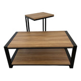 Juego Living Mesa De Arrime Y Ratona Black &wood Minimalista