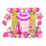 Kit Decoración Con Globos Fiesta Princesa Peach (100 Piezas)