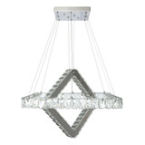 Lustre Cristal Legítimo 2 Aros Quadrado Duplo 55w Moderno