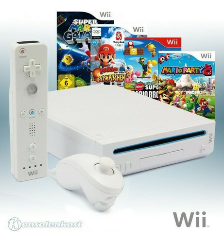 Consola Nintendo Wii Original + 5 Juegos + Nunchuck, Wiimote