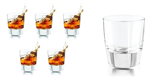 Vasos Vidrio Fondo Grueso 220ml X6 Piezas Whisky Agua Bebida Color Transparente