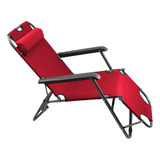 Silla Plegable Tipo Camastro Exteriores Patio Jardin Alberca Color Rojo