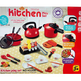 Set Juguete De Cocina Rojo Con 36 Utensilios Para Niños 