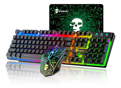 Teclado Y Mouse Ergonómico Sensación Mecánica Cable Usb Rgb