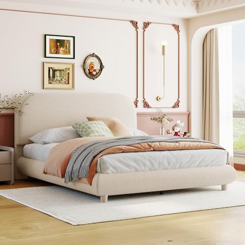 Elegante Cama De Plataforma Tapizada De Tamaño Completo Con 