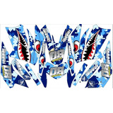 Stickers Para Pulsar 180 Shark Camuflaje Azul