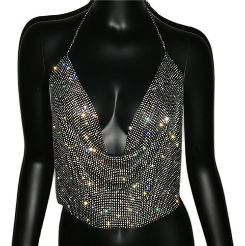 Top Corto De Fiesta Sin Espalda Con Strass Brilliant Festiva