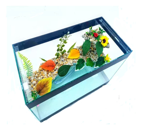 Terrario 25x12x15cm Decorado Aquário Médio Tartarugas Peixes