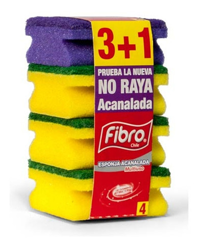 Esponja Fibro Acanalada Pack X 4