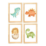 Quadro Decorativo Infantil Dinossauros Baby Aquarela