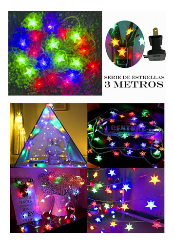 Serie De Luz Estrellas Led Multicolor De 3metros, Guirnalda