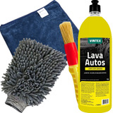Shampoo Automotivo Lava Autos + Luva + Pano Secagem + Pincel