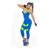 Olala Fitness Blue Enterizo Azul Con Cortes