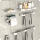 Kit Acessórios Para Banheiro Branco Adesivo 6pç ELG