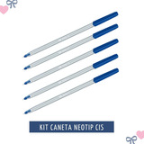 Kit Caneta Azul Cis Neotip Ponta Fina 0.7mm 5 Unidades