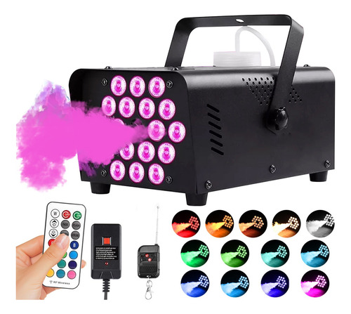 Máquinas De Humo Luz 18led Rgb Dj Control Remoto Dmx 500w