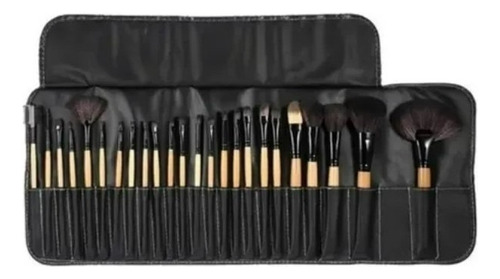 Set 32 Pinceles Y Brochas Maquillaje + Bolso Organizador Color Negro
