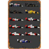 Placa Metálica Vintage - Ayrton Senna Todos Los Autos - 8 X 