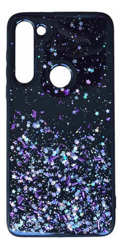 Funda Negra Brillante + Vidrio Templado Para Moto G8 Power