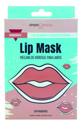 Máscara De Hidrogel Para Labios Colageno 3u, Simple & Beauty Tipo De Piel Todo Tipo De Piel