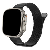 Correa De Acero Inoxidable Magnética Para Apple Watch 42 / 44 / 45 & Ultra - Color Negro - Marca Cellbox