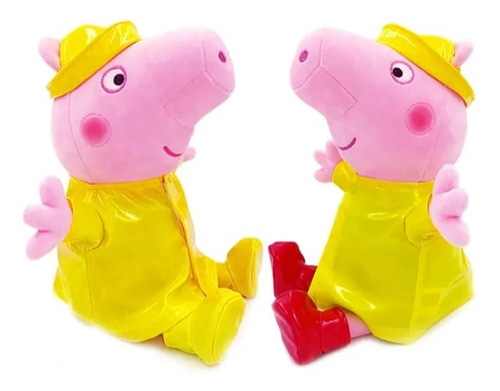 Set De Peluches Peppa Pig Y George Pig Con Impermeable