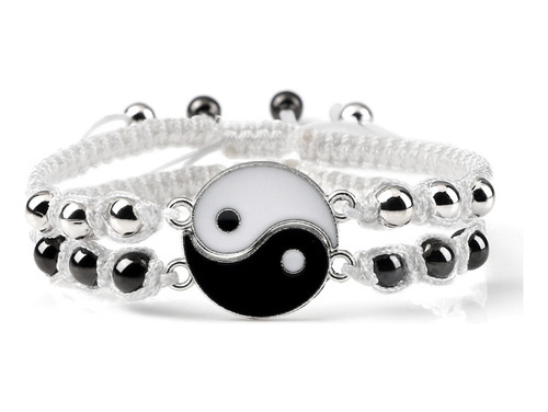 Pulsera Ying Yang Ajustable Con Balines Para Parejas X2