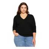 Sueter Plus Size Tricot Manga Longa Decote V Blusa