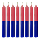 Meio Kg De Velas Palito Bicolores Azul E Vermelha Com 18cm