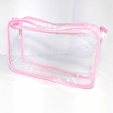 Necessaire Transparente Rosa Para Uso Diário E Viagem