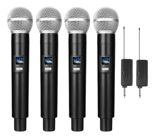 Kit Microfones Dinâmico Sem Fio Duplo Profissional Eventos