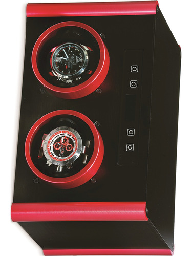 Caja Giratoria Para 2 Relojes, Metálica Color Negro Con