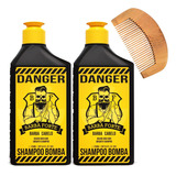 Barba Forte Danger 2 Shampoos Bomba Crescimento 250ml Pente!