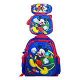 Kit Mochila Escolar Michey Mouse Rodas Lancheira Estojo 2024