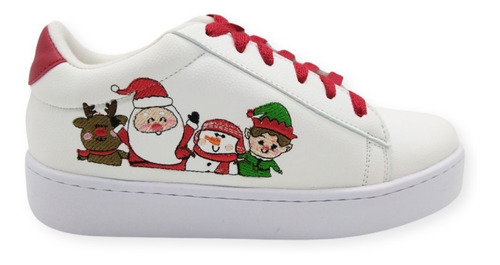 Tenis De Navidad Santa Duende Reno Muñeco Bordados Unisex