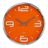 Reloj Redondo 30 Cm Cuadrante Naranja Pared Jovifel Art 4575